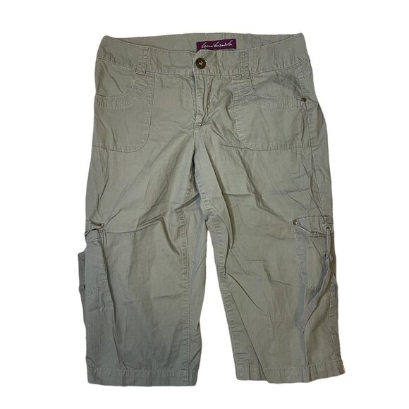πΏ Y2K Gloria Vanderbilt Green Cargo Capri Pants Sz 6 100% Cotton Utility πΏ - Picture 1 of 7